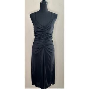 Aphrodite Women’s Black Satin Ruched Slip Dress Size Large